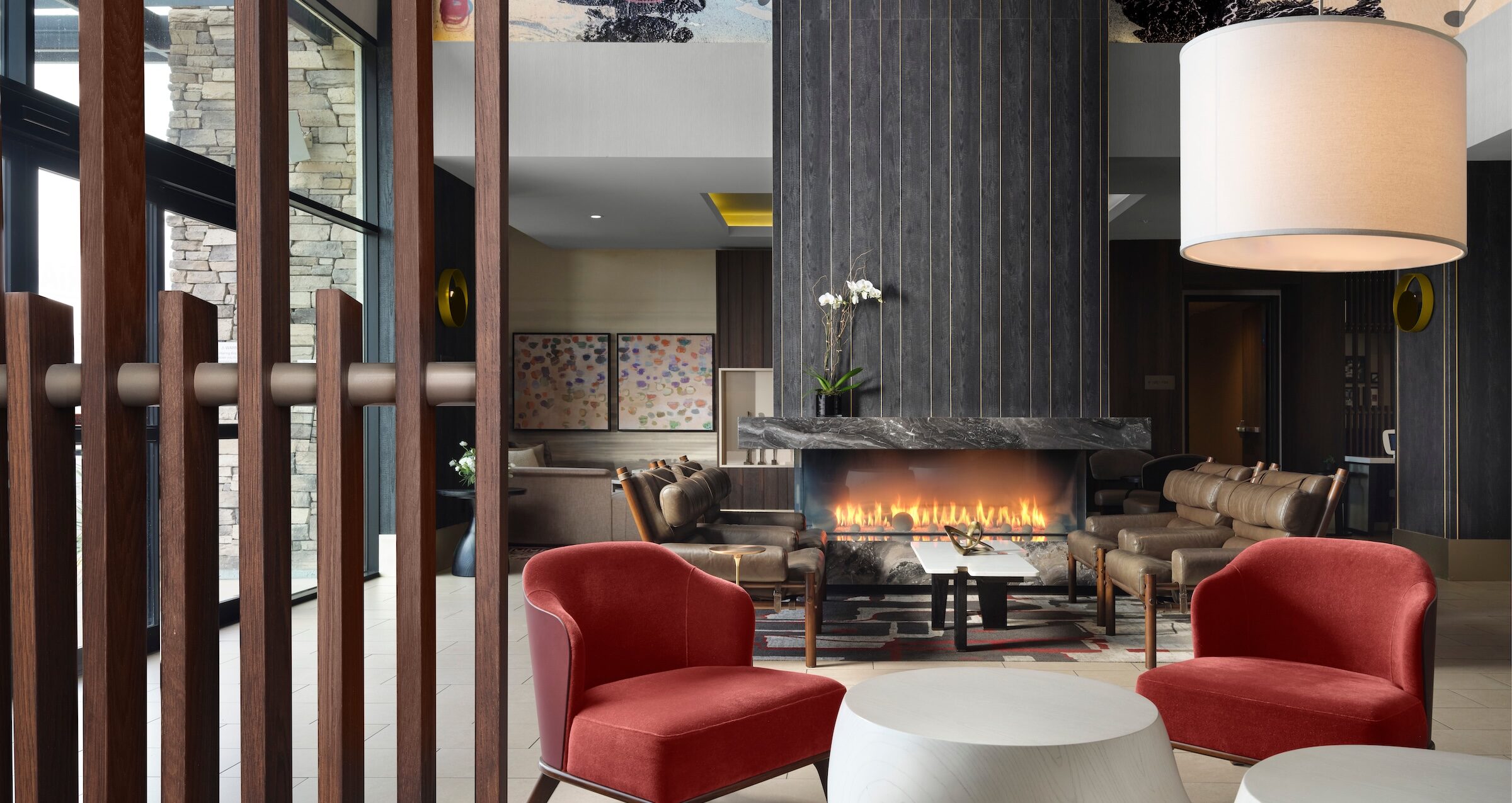 Napa lobby with fireplace